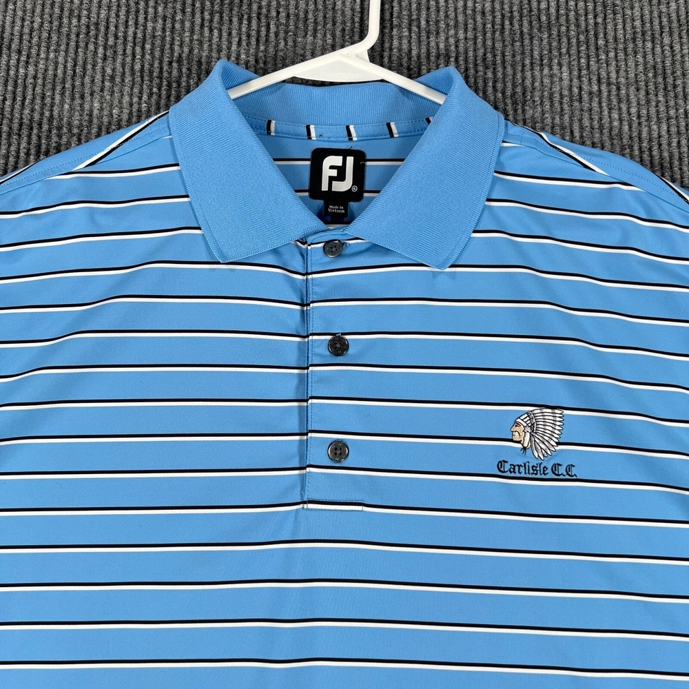 FootJoy Polo Shirt Mens XL Extra Large Blue Striped Short‎ Sleeve Golf Outdoor